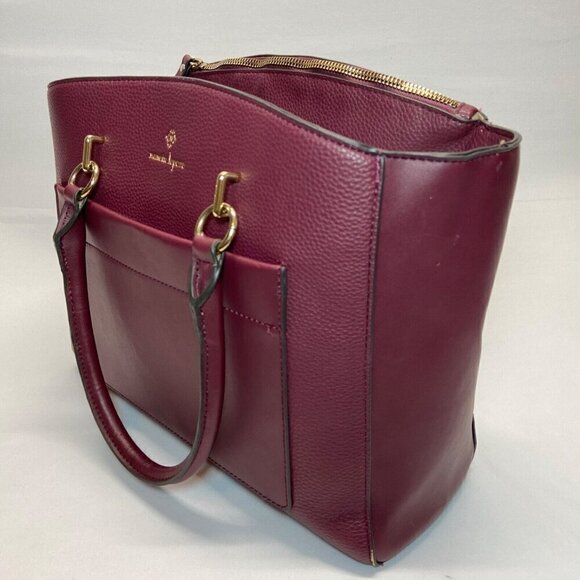Nanette Lepore Plum Berry Saffiano Leather Large Tote Handle Shoulder Bag Purse - Picture 5 of 16